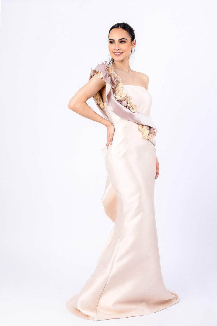 Terani Couture - 261E6678 - One-Shoulder Gown with Sculpted Ruffles