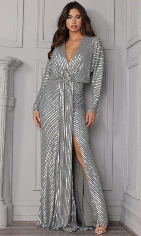 Terani Couture 2111M5280 - Long Sleeve V-neck Gown