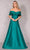 Terani Couture 2112M5404 - Pleated Off Shoulder Prom Dress Prom Dresses 6 / Emerald