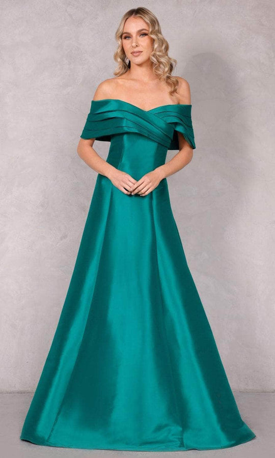 Terani Couture 2112M5404 - Pleated Off Shoulder Prom Dress