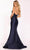 Terani Couture 231P0176 - Asymmetric Beaded Applique Evening Gown Evening Dresses 8 / Navy