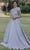 Terani Couture 232E1225 - Feathered Strap Jacquard Ballgown Special Occasion Dress 00 / Silver