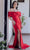 Terani Couture 232E1251 - Ruched Off Shoulder Evening Gown Special Occasion Dress 00 / Red