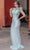 Terani Couture 232E1298 - Asymmetrical Brocade Evening Gown Special Occasion Dress 00 / Ice Blue