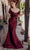 Terani Couture 232M1518 - Pleated Bodice Off-Shoulder Prom Gown Special Occasion Dress 00 / Wine