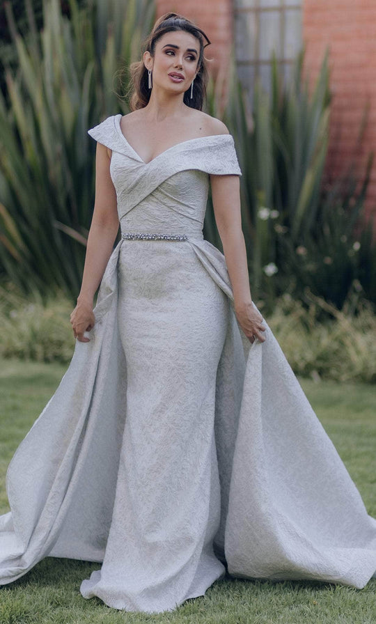 Terani Couture 232M1525 - Off Shoulder Brocade Evening Gown