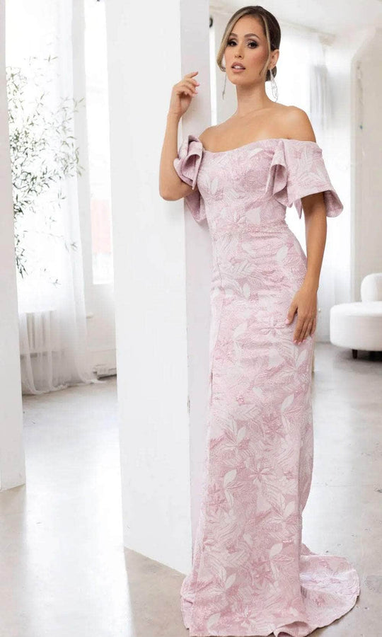 Terani Couture 241M2719 - Off-Shoulder Scoop Neck Prom Dress