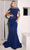 Terani Couture 241M2728 - Off Shoulder Applique Ornate Evening Dress Evening Dresses 00 / Navy