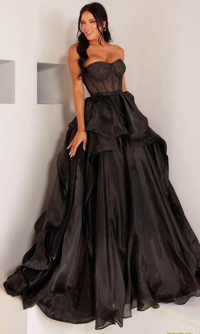 Terani Couture 241P2209 - Embellished Heat Set Stone Sweetheart Neckline Ballgown Ball Gowns 00 / Black