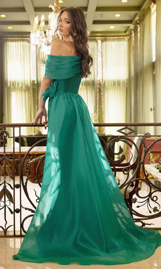 Terani Couture 242M3342 - Ruffled Shoulder Overskirt Evening Gown