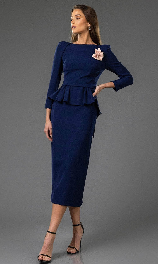 Terani Couture 251C4638 - Bateau Ruffled Peplum Cocktail Dress