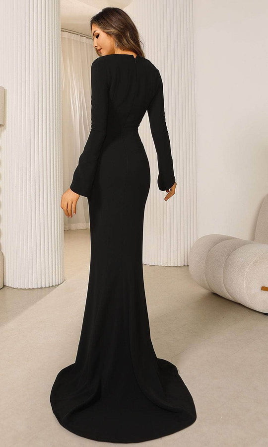 Terani Couture 251E4571 - Long Sleeve Scoop Neck Evening Gown