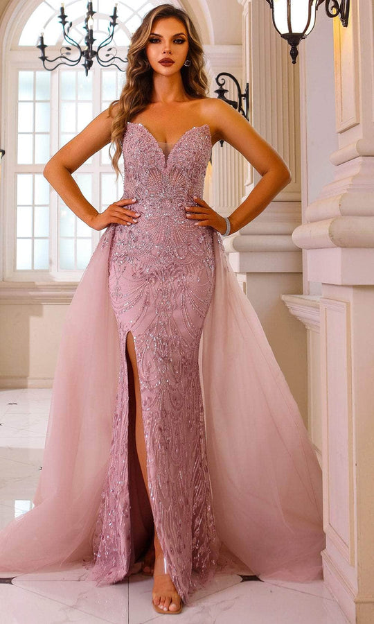 Terani Couture 251GL4312 - Beaded Tulle Bodycon Evening Gown