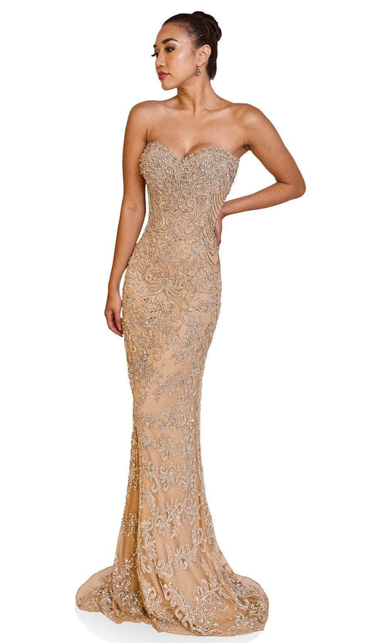 Terani Couture 251GL4346 - Sweetheart Tulle Sheath Evening Gown