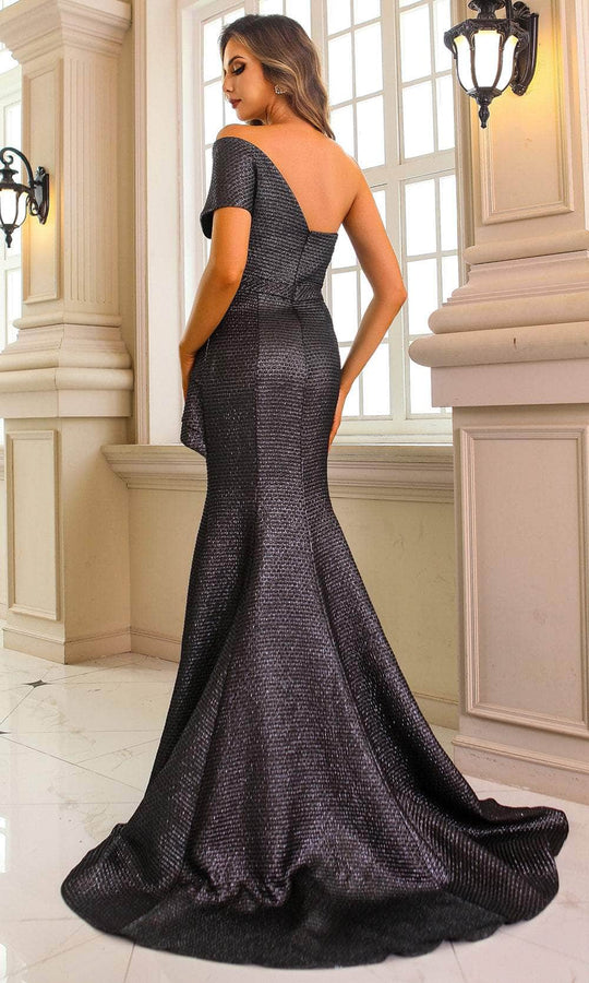 Terani Couture 251M4401 - Asymmetric Jacquard Trumpet Evening Dress