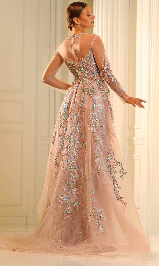 Terani Couture 251M4412 - Long Sleeve Beaded Tulle Evening Gown