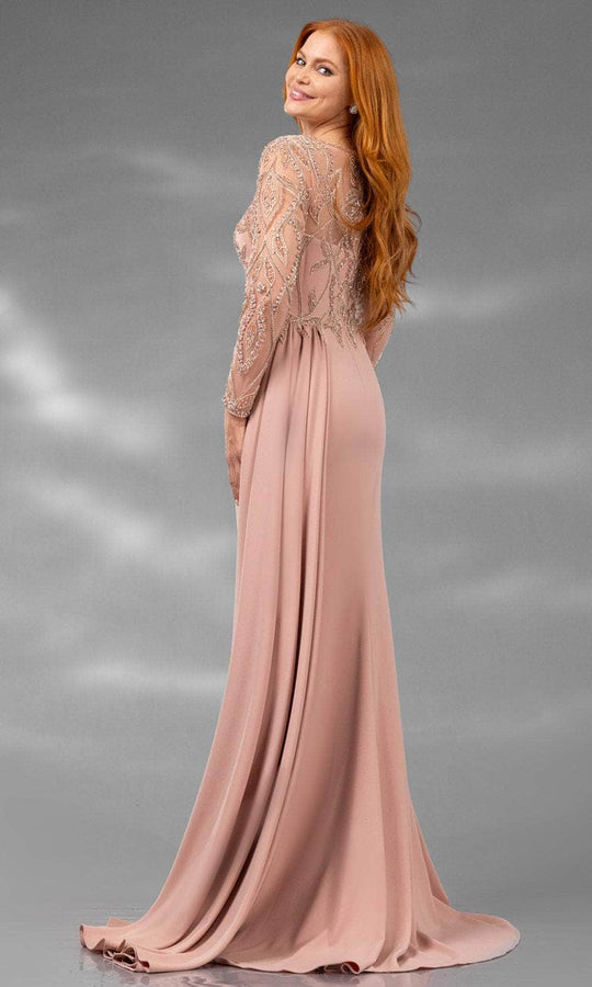 Terani Couture 251M4420 - Illusion Bateau Bead Encrusted Evening Gown