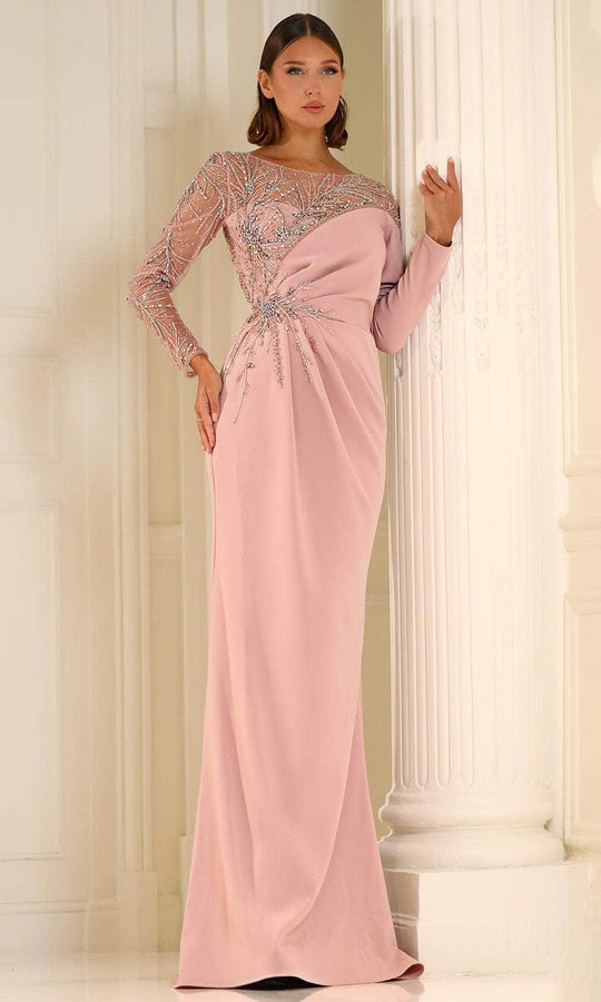 Terani Couture 251M4423 - Illusion Bateau Beaded Accent Evening Gown