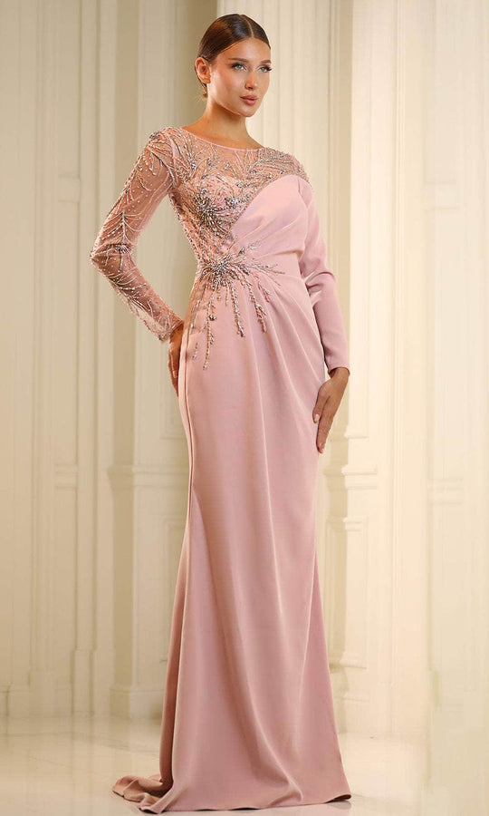 Terani 251M4423 - Beaded Illusion Bateau Gown