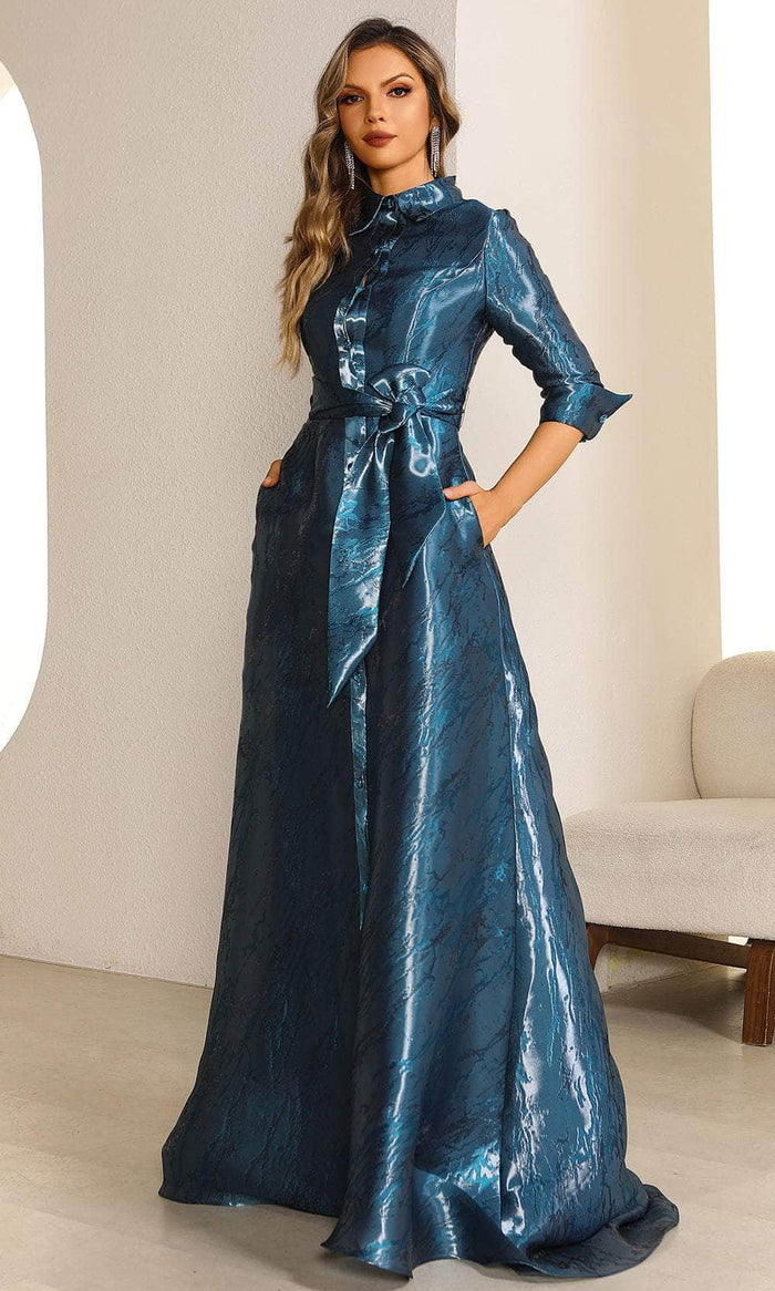 Terani Couture 251M4462 Mother Of The Bride A-Line Long Formal Shimmer Burnout Dress