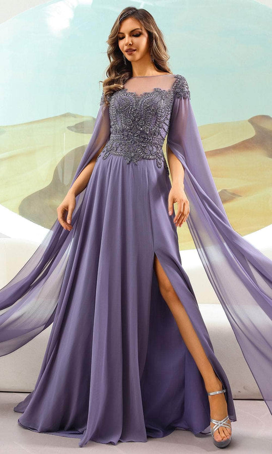 Terani Couture 251M4463 - Illusion Bateau Beaded Evening Gown