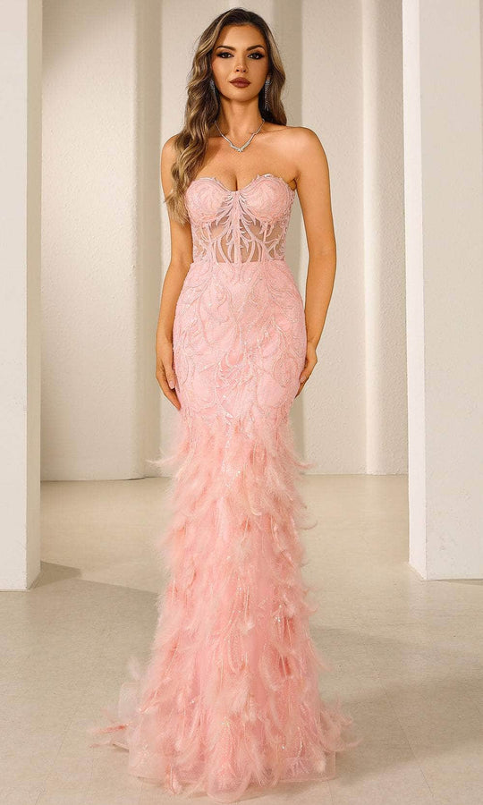 Terani Couture 251P4002 - Feathered Skirt Sweetheart Prom Dress