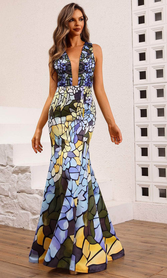 Terani Couture 251P4146 - Sleeveless Printed Satin Prom Gown