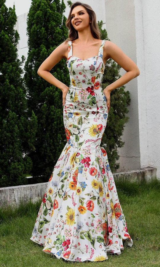 Terani Couture 251P4378 - Printed Satin Trumpet Prom Gown