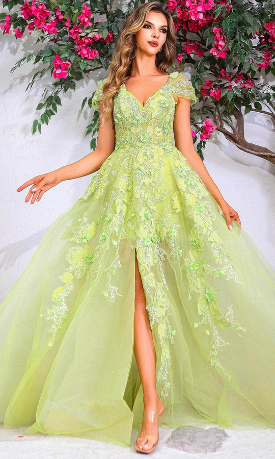 Terani Couture 251P4533 - Organza Cap Sleeve Ballgown