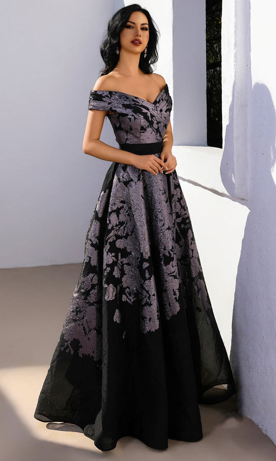 Terani Couture 252E5188 - Off Shoulder Organza Burnout Gown