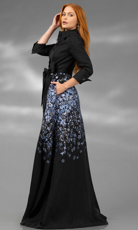 Terani Couture 252M5503 - Quarter Sleeve Floral A-Line Gown