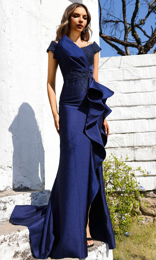 Terani Couture 252M5521 - Off Shoulder Ruffle Fitted Gown