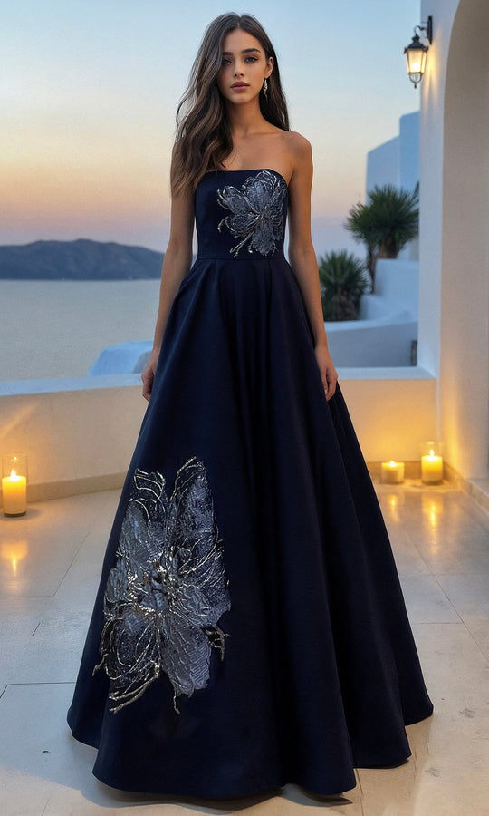 Terani Couture 261E6544 - Strapless Embroidered Satin Gown