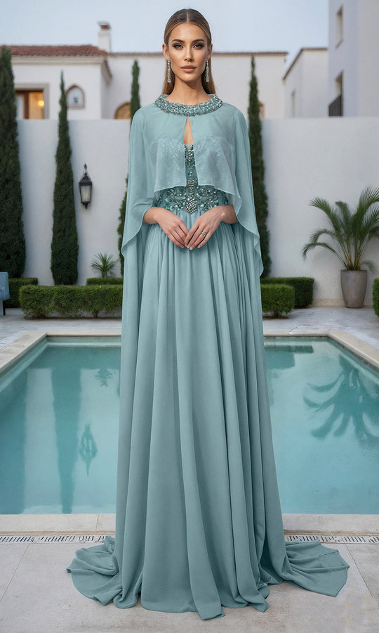 Terani Couture 261M6402 - Sweetheart Beaded A-Line Gown with Cape