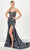 Tiffany Designs 16060 - Glitter Floral Prom Gown Evening Dresses 0 / Black Multi