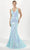 Tiffany Designs 16065 - Fringed Sequin V-Neck Evening Gown Evening Dresses 0 / Turquoise