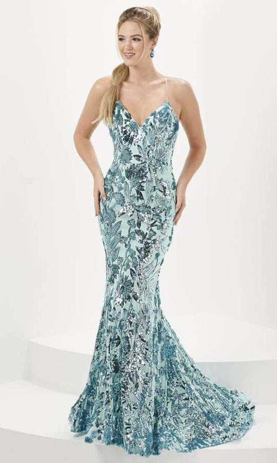 Tiffany Designs 16077 - Foliage Sequin Mermaid Evening Gown