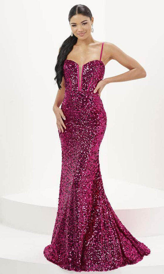 Tiffany Designs 16081 - Plunging Sweetheart Sequin Prom Gown