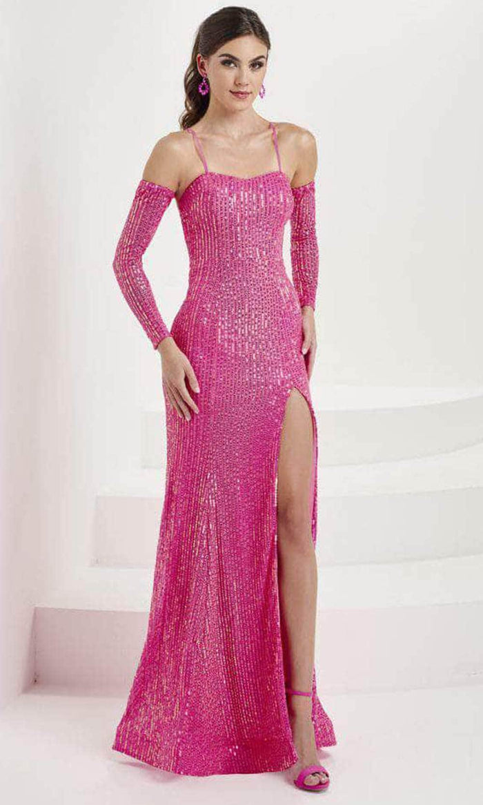 Tiffany Designs 16090 - Sweetheart Allover Sequin Evening Gown Evening Dresses 0 / Hot Coral
