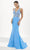 Tiffany Designs 16091 - V-Neck Floral Lace Evening Gown Evening Dresses 0 / Turquoise