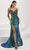 Tiffany Designs 16100 - Iridescent Sequin Plunging Evening Gown Evening Dresses 0 / Peacock