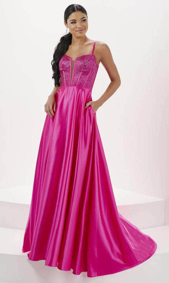 Tiffany Designs 16101 - Beaded V-Back Jersey Evening Dress