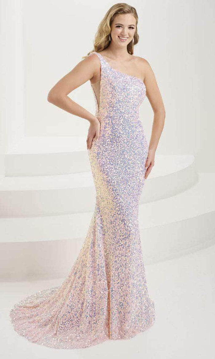 Tiffany Designs 16114 - One Shoulder Sequin Evening Gown Evening Dresses 0 / Blush