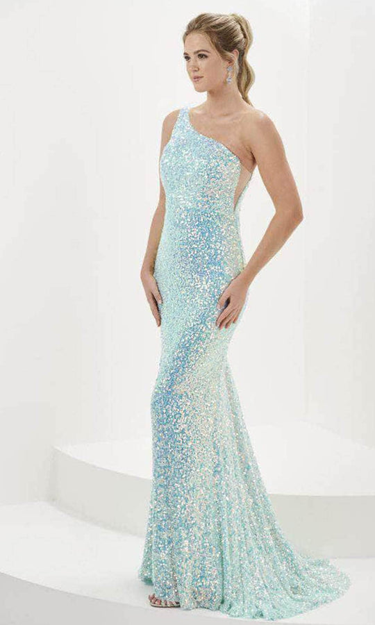 Tiffany Designs 16114 - One Shoulder Sequin Evening Gown