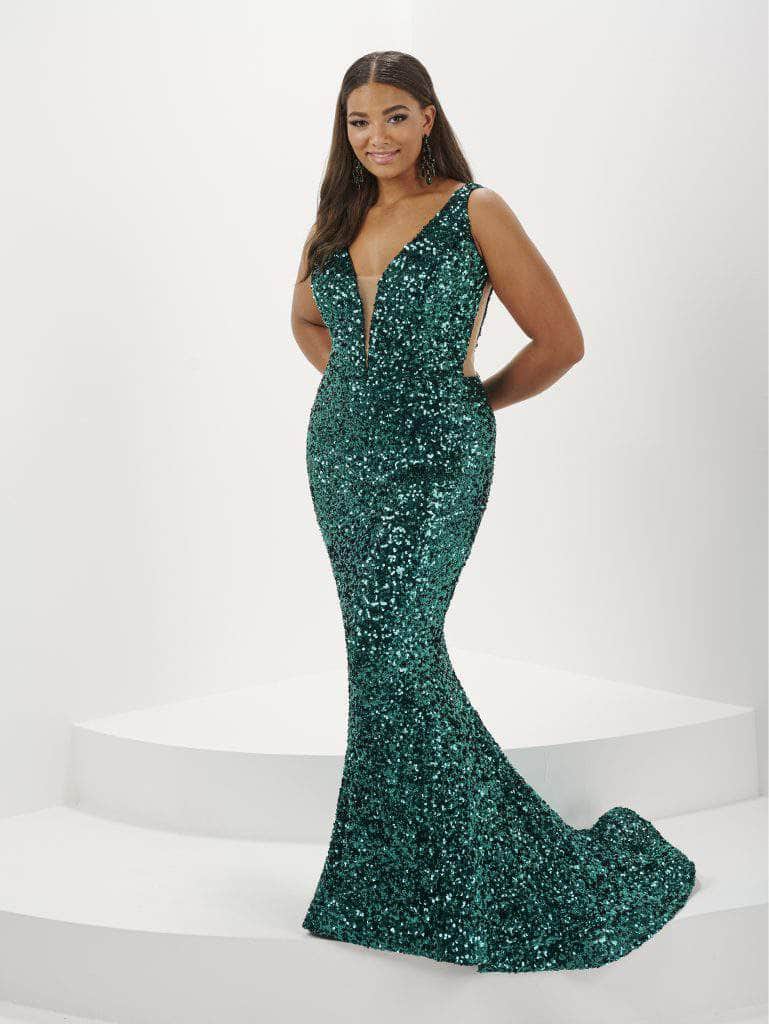 Tiffany Designs 16132 - Allover Sequin V-Neck Evening Gown – Couture Candy