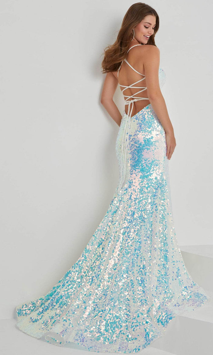Tiffany Designs by Christina Wu 16021 - Halter V-Neck Prom Gown Prom Dresses 0 / Platinum