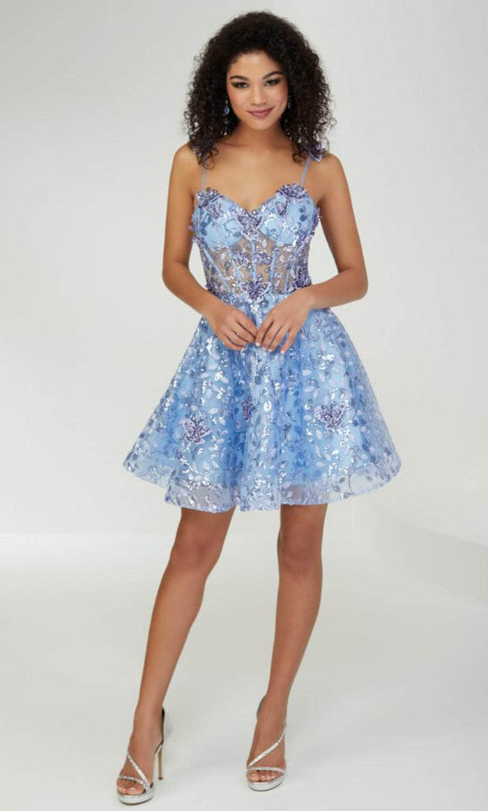 Tiffany Homecoming 27377 - Embellished Corset Dress Party Dresses 0 / Periwinkle