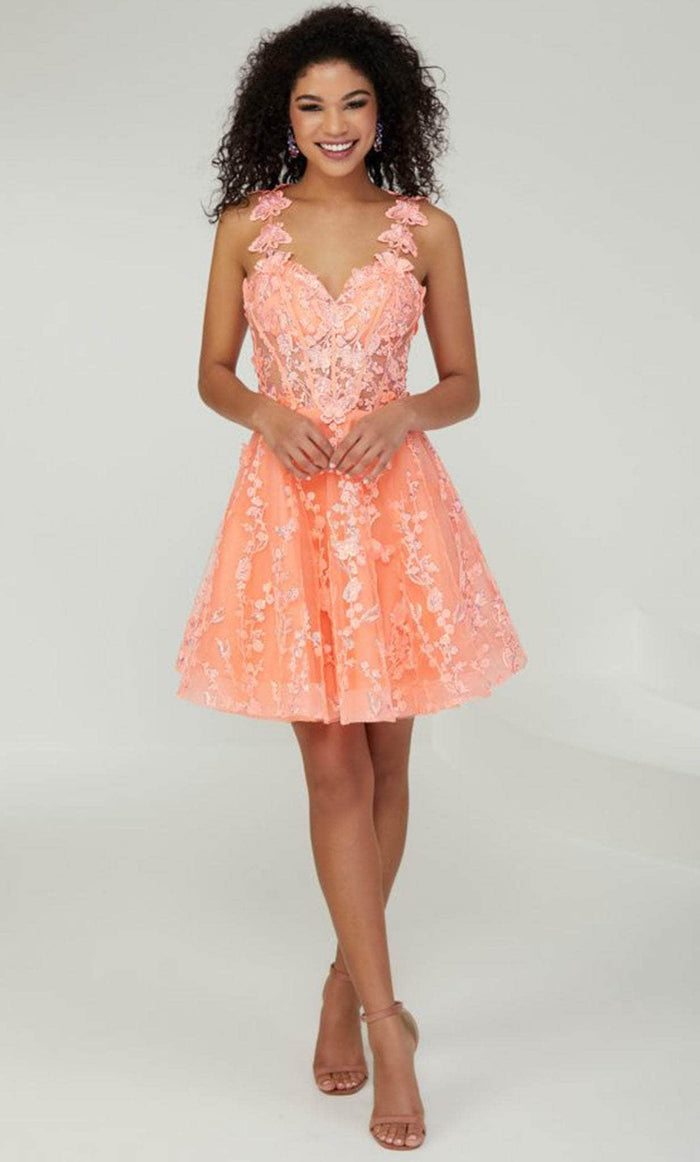 Tiffany Homecoming 27381 - Butterfly Cocktail Dress Holiday Dresses 0 / Coral