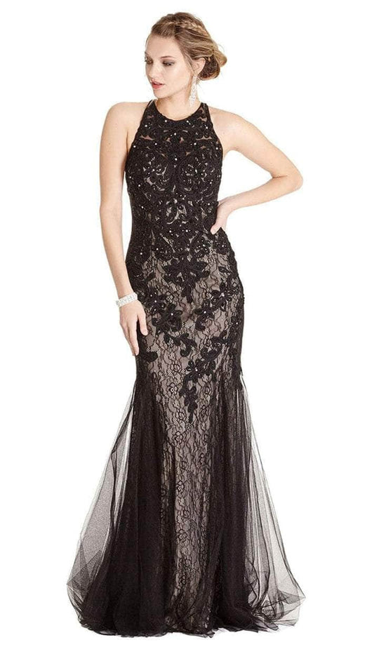 Trevi Collection - L1865 Sleeveless Halter Neck Evening Dress