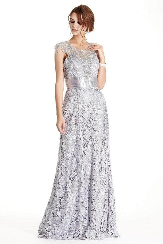 Trevi Collection Cap Sleeve Floral Lace Mother of Bride Dress L1711 Mother of the Bride Dresses 2XL / Silver